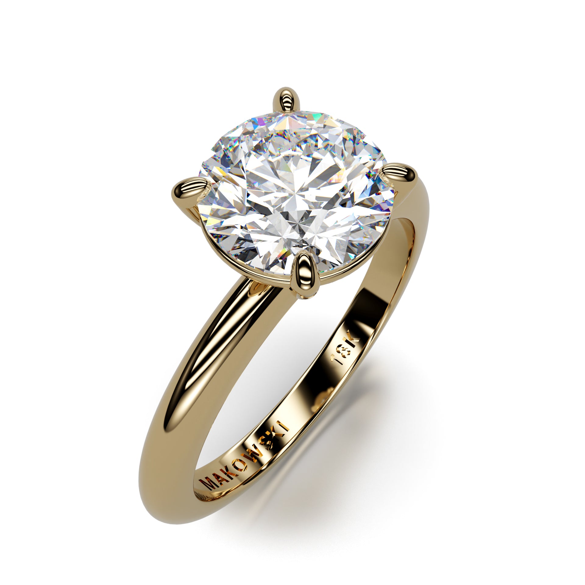 Round Brilliant Solitaire Prong Basket Setting in Half Round