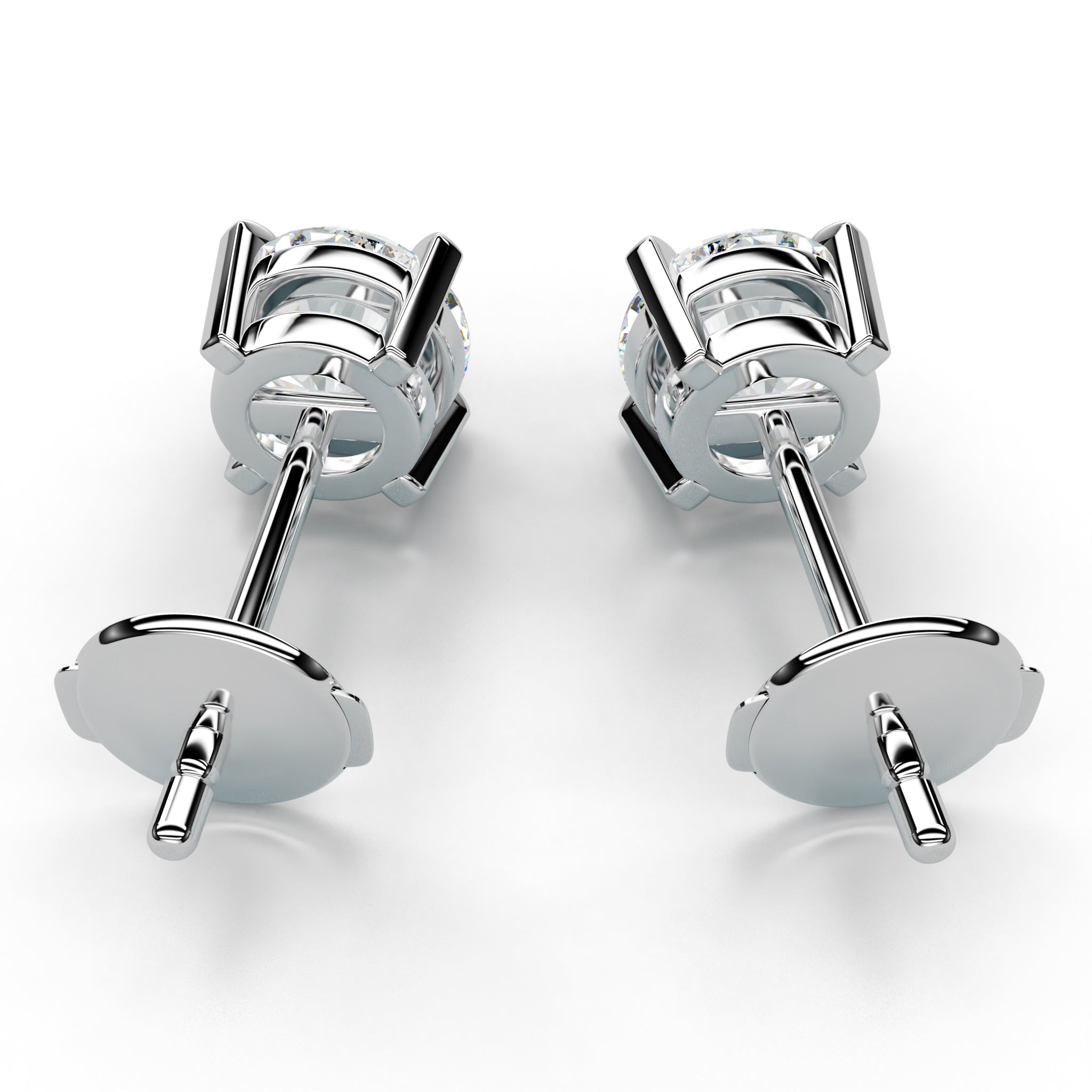Numbering ♥ #7121 Bead Stud Earrings /追跡付 1.0 Carat Diamond Stud Earrings - 4 Square Prong Basket